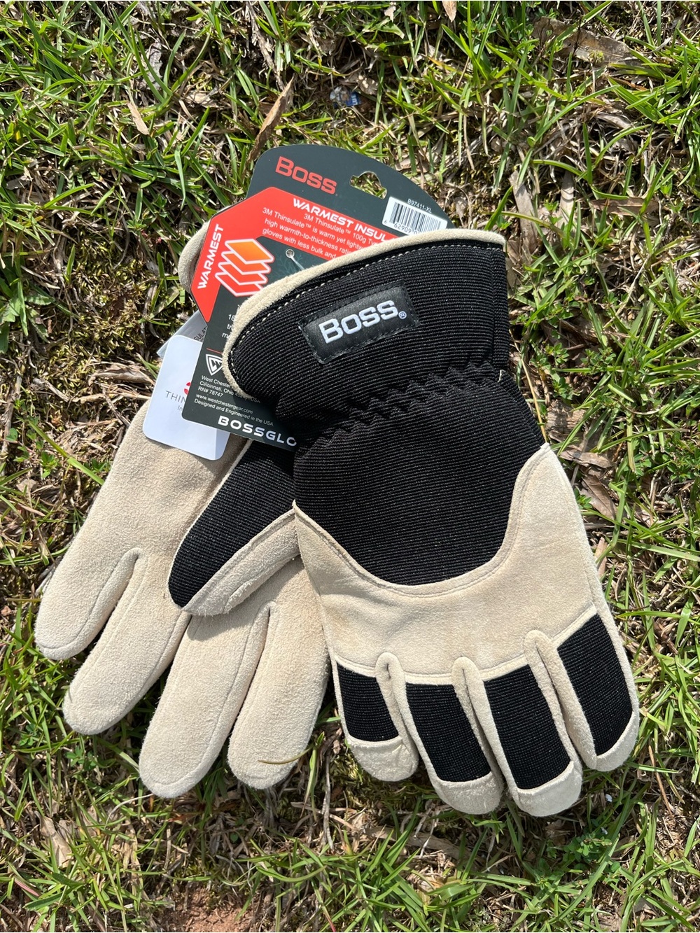 BOSS Men’s Black and Tan Work Gloves XL New